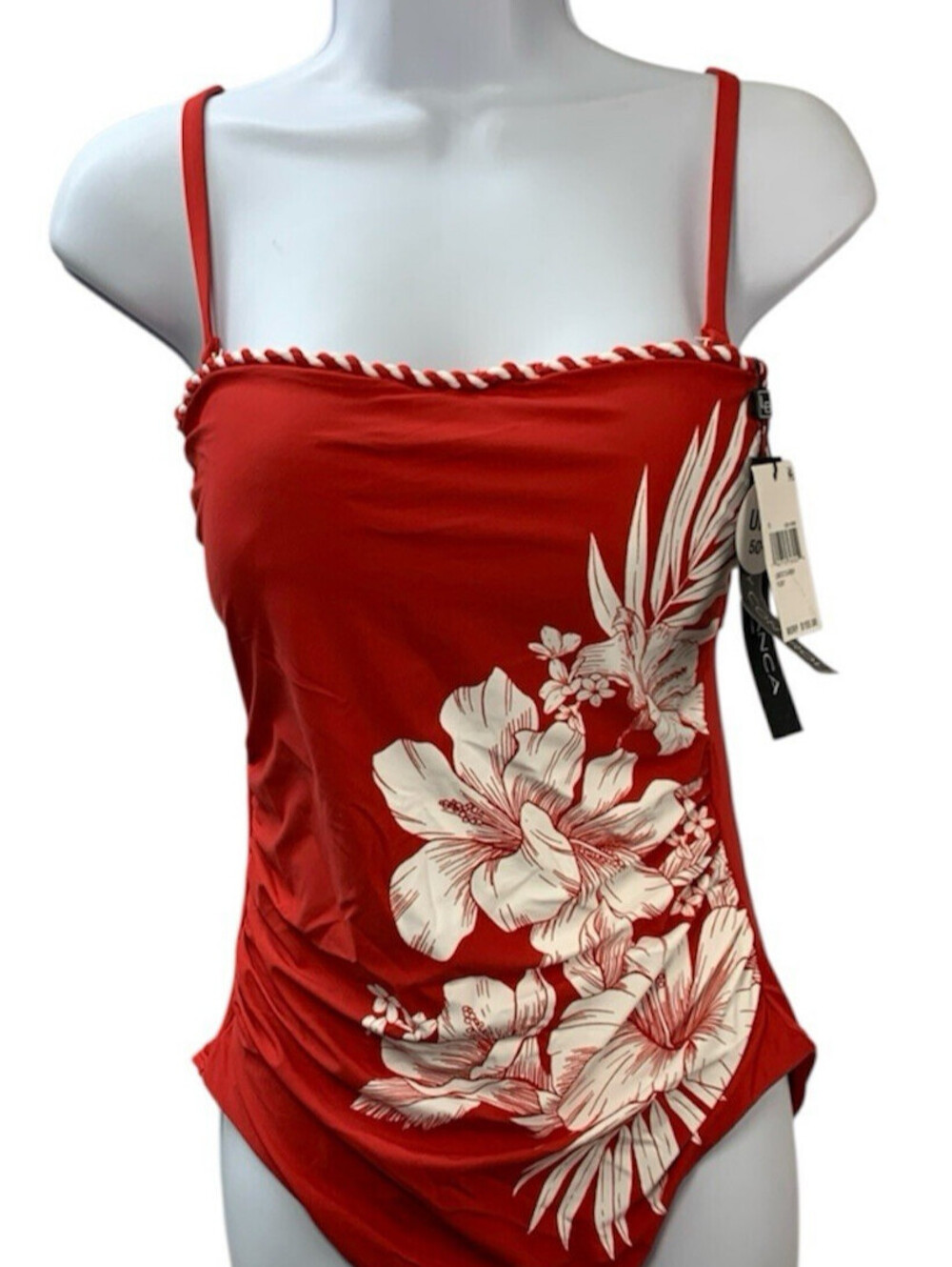 La Blanca Women's One Piece Swimsuit Bandeau Tummy Control Bathing Suit Ruby 10
